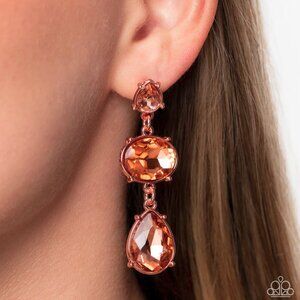 Paparazzi Jewelry Accessories - Royal Appeal - Copper Earrings - Vintage